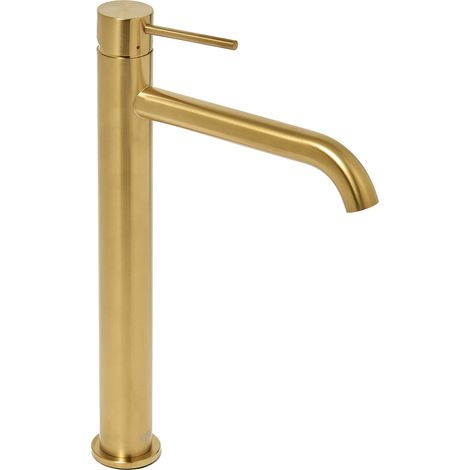 Swiss Aqua Technologies Aurum Waschtischmischer, 30,8 cm hoch, aus Edelstahl, mit Hebel, ohne Ablaufgarnitur, gebürstetes Gold (SATBAUR285BG) (1/5)