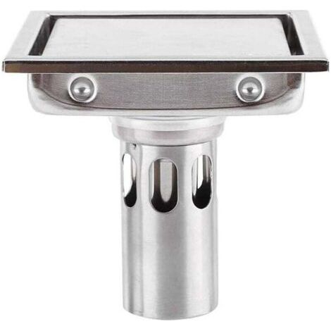 Siphon de sol carré 110 mm en acier inoxydable 304 avec filtre à cheveux pour carrelage, anti-obstruction, anti-odeur, cuisine, salle de bain, grand diamètre, toilettes, balcon