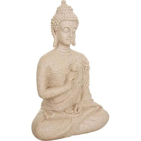 Statuette Déco Bouddha Assis "Salma" 27cm Beige