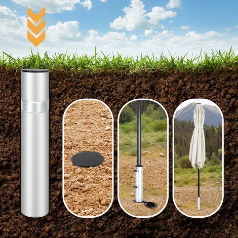 Sekey Schirmhalter Aluminium Sonnenschirmständer für Wäscheständer Gartenschirm Groß, für Stöcke bis Ø 52 mm
