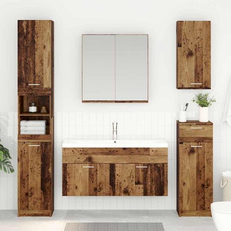 vidaXL Sink Cabinet with Storage with Door Old Wood Engineered Wood
