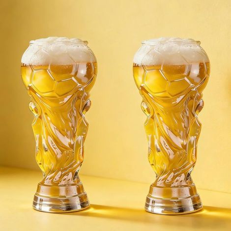 Lot de 2 verres bière trophée football 600 ml – Pour fête, bar, barbecue – Cadeau supporter (1/5)
