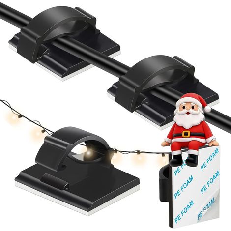 Attache Cable Adhesif 50 Pcs Noir Grand Format, Clips de Fixation Cable pour Câbles 0-5,0mm, Rangement Cable Organisateur sans Perçage pour Voiture Maison (1/5)