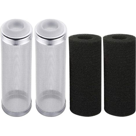 Protezione filtro, griglia di protezione, acciaio inox, filtro acquario, spugna di ingresso filtro, 16 mm, protezione filtro, protezione filtro con spugna filtrante per piccoli pesci, gamberetti (4 pe