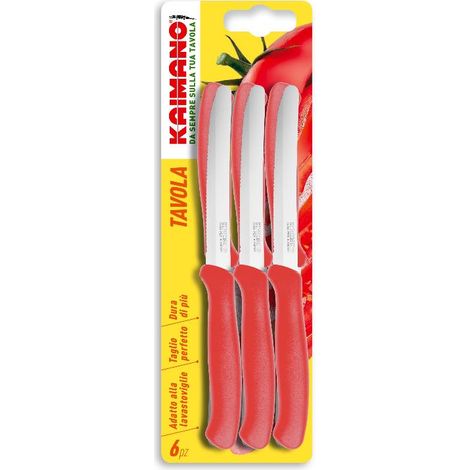 Set 6 Coltelli da Tavola italicus Lama Seghettata Rosso Fiskars Kaimano (1/2)