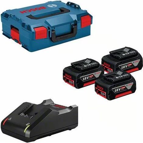 Bosch Zubehör - Set 4A Ladegerät und 3x Akku 18 V Li-Ion 5,0 Ah, L-Boxx Koffer 0615990L3T (1/2)