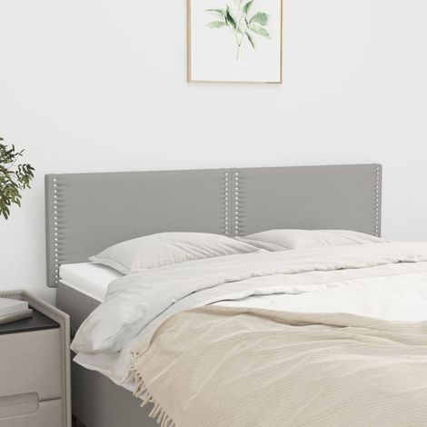 2 pcs Têtes de lit pour lit double, Tableau décoratif de chevet Gris clair 72x5x78/88 cm Tissu CDE77649 (1/5)