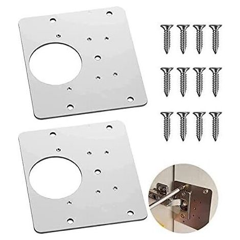 Hinge Repair Artifact，Repair Brackets Plates Easy Installation with 12 Screws，for Wood, Furniture, Shelves, Cabin（2pcs） (1/5)