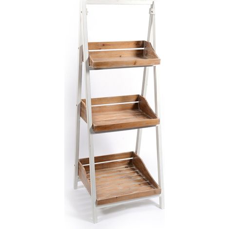 Mensoliera a scala con 3 ripiani in legno per arredo casa interno 50 x 50 x h145 cm