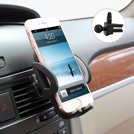 Support de téléphone portable pour voiture Ventilation Rotation 360° Universel à Grille d'aération Support Voiture pour iPhoneSe 2020/11/XS/8/7 Plus/6,Samsung,Huawei et GPS (1/4)