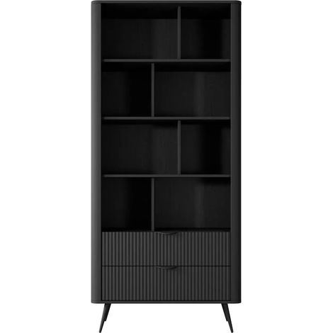 JOUDY - Bibliothèque 88cm -effet rainuré - Noir (1/5)