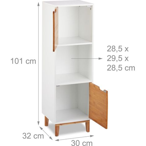 Estantería de pie moderna escandinava 101 x 32 x 30 cm con puertas magnéticas almacenamiento de MDF blanco 130005691 (1/3)