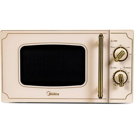 Midea – Micro-ondes à poser 20 litres 700 W – 5 niveaux de puissance – Fonction décongélation – Compact 26x43,5x33 cm crème - MM720CJ7