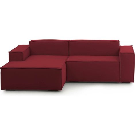 Talamo Italia Divano fisso Daniela, Divano componibile a 2 posti large con penisola sinistra, 100% Made in Italy, Sofà moderno in tessuto, Cm 240x170h70, Rosso, con imballo rinforzato