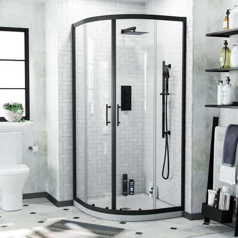 Saturn Modern Black Quadrant 900 Corner Shower Enclosure (1/3)