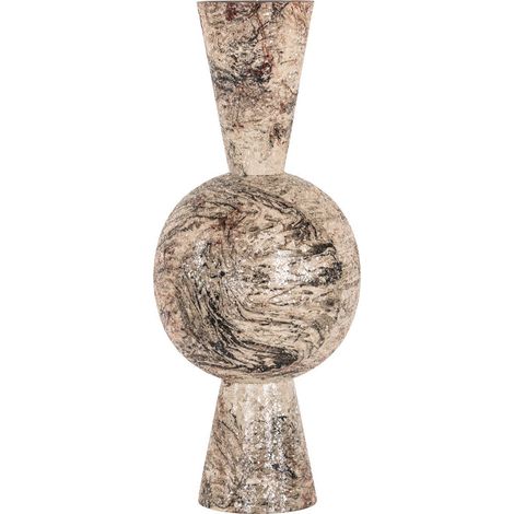 Vase sculptural beige en métal - beige marbré (1/4)