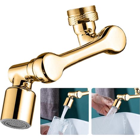 Prolongateur de robinet pivotant 1080° avec 2 modes de pulvérisation, bec orientable antigoutte pour évier, filtre de robinet
