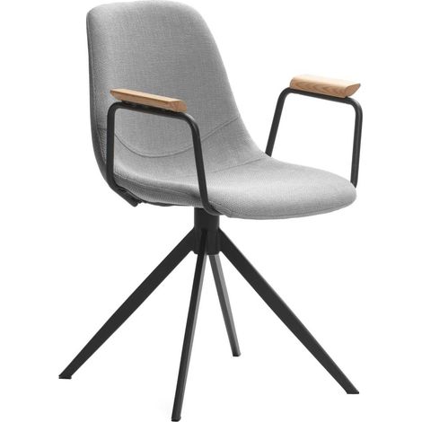 Pack de 2 sillones giratorias modelo Tajo con brazos tapizado textil gris claro, 81cm(alto) 61cm(ancho) 59cm(largo) (1/5)