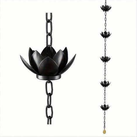 Chaîne de récupération d'eau de pluie Lotus pour coupelles de gouttière et descente de gouttière (1/5)