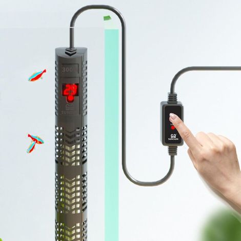 Chauffage d'aquarium, 250 L 300 W, avec thermostat (température réglable 20-34 ℃), adapté aux aquariums à poissons et aux aquariums à tortues, offrant un contrôle précis de la température. (1/4)