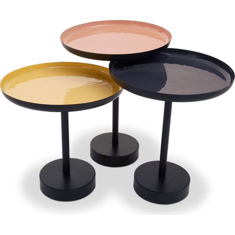 Interiors by Premier Versatile Set Of Three Gold And Black Tray Tables, Elegant Sitting Room Table, Durable Statement Side Table (1/5)