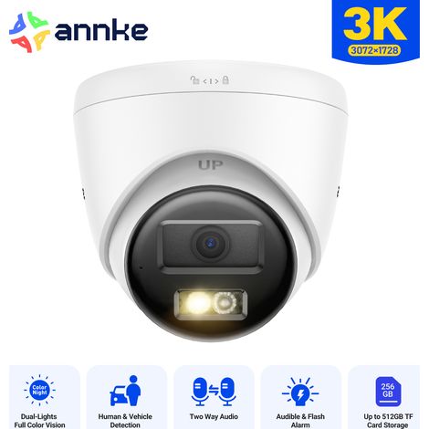 ANNKE 5MP Exterior PoE Cámara de seguridad visión nocturna detección movimiento audio bidireccional (1/5)