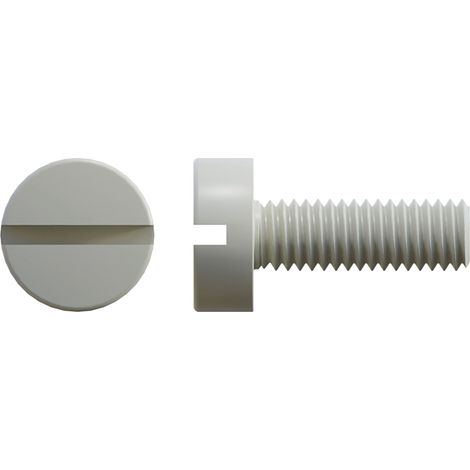 Vis à tête Cylindrique fendue, Nylon, M4, 16mm ( Prix pour Sachet de 100 )