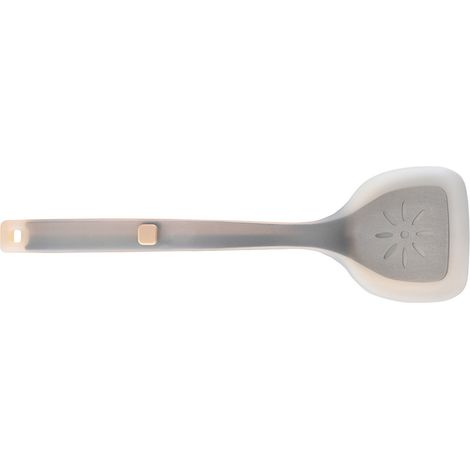Spatule ajourée en silicone pour faire sauter les aliments, multifonctionnelle, pour la cuisine, couleur kaki semi-transparente. (1/5)