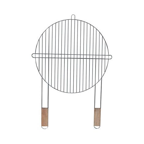 Parrilla redonda de 46 cm con 2 asas de madera, acero cromado