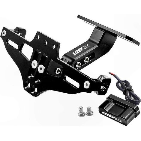 Support de plaque d'immatriculation universel avec éclairage LED pour motos 2012-2016 (noir) (1/5)