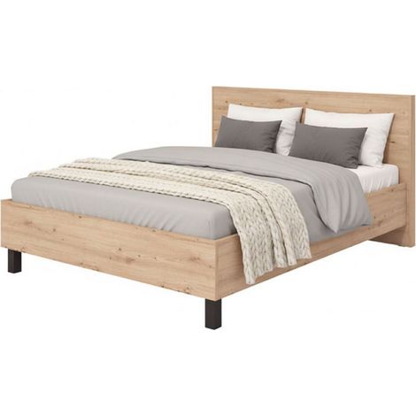Doppelbett Coazze, Matratzengröße 160x200 cm, Tragfähigkeit 200 kg, Doppelbett, Eichen-Dekor in Braun