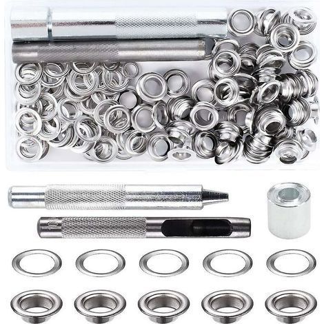 Kit de Grommets Eyelets Outils Metal Grommet Kit Oeillet avec Outils Oeillet pour Toile Bâche Tente de Réparation (8MM) (1/5)