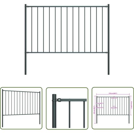 The Living Store Panneau clôture poteau Acier enduit poudre 1,7x0,75m Anthracite - Clôture Jardin - Panneaux De Clôture - Clôture D'extérieur - Clôture En Acier - Clôture Résistante Aux Intempéries (1/4)