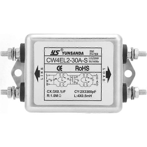 CW4EL2-30A S Einphasen-Netzfilter (EMI) für Stromversorgungen, 115 V/250 V, 50/60 Hz