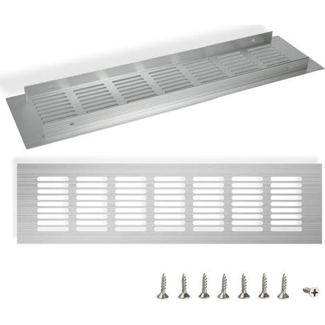 grilles de ventilation rectangulaires pour portes, en aluminium, avec 8 vis. Grille d'extraction pour placards, salle de bain, cuisine, blanche, 8 x 30 cm. (1/5)
