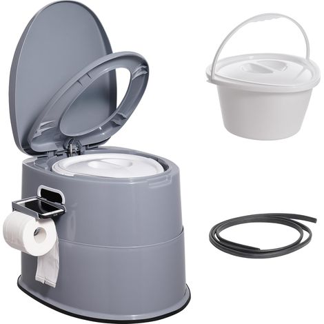 VEVOR Toilette Portatile da Campeggio Vasino WC Portatile con Secchio Interno Rimovibile da 5L Portarotolo Rimovibile, Sedia con Doppio Coperchio, WC Toilette da Viaggio per Adulti Bambini Campeggio (1/5)
