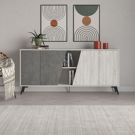 Decortie Fiona Console Sideboard Display Unit 180 - Ancient White / Retro Grey