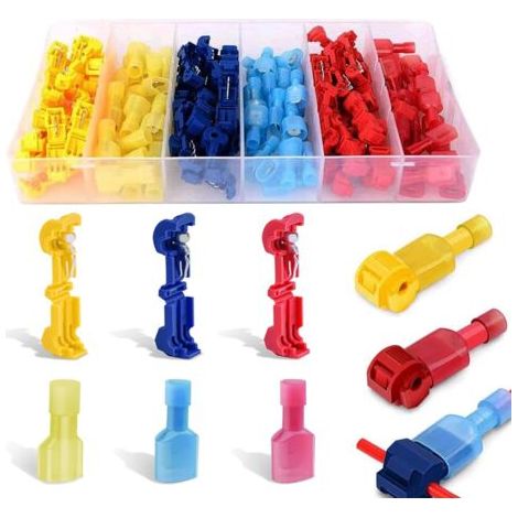 LaBlanc - Kit de 120 conectores de cable en T, conectores rápidos de terminales eléctricos, conectores rápidos en T, conectores de terminales completamente aislados - 40 unidades en azul, 40 unidades 
