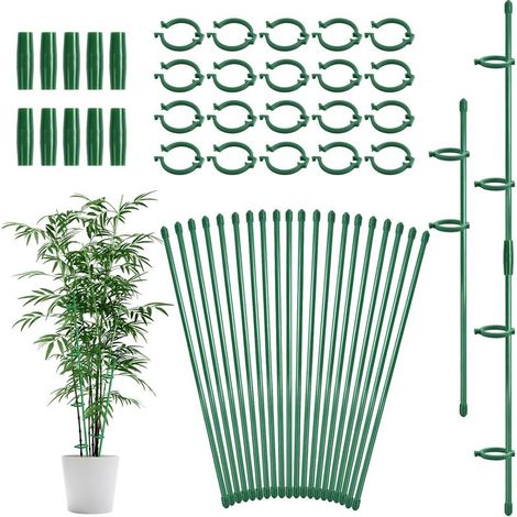 Lot de 20 supports pour plantes grimpantes et légumes, avec connecteurs réglables, pour une utilisation intérieure et extérieure. Couleur : vert, dimensions : 30 x 0,8 cm. (1/5)