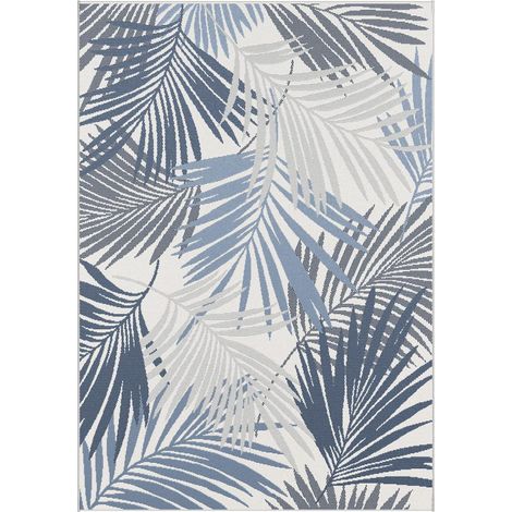 Tapis extérieur kilim 80x150 gris et bleu rectangle CASADA 15