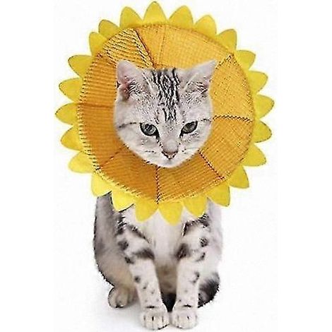 Verstellbarer Genesungskragen für Hunde und Katzen, gelbes Sonnenblumenmuster, weicher, beißsicherer Schutzkragen für Haustiere