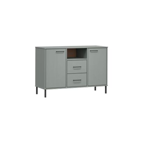 Buffet avec pieds en métal Gris 113x40x77 Bois massif OSLO (1/5)