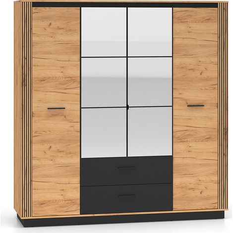 Armadio 4 ante 2 cassetti Solal marrone 210cm (1/5)