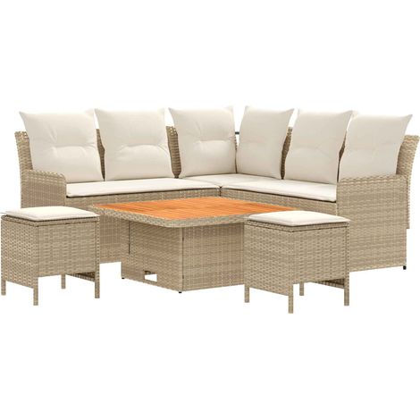 Set di Mobili 6 pz Beige e Crema Rattan in PE vidaXL (1/5)