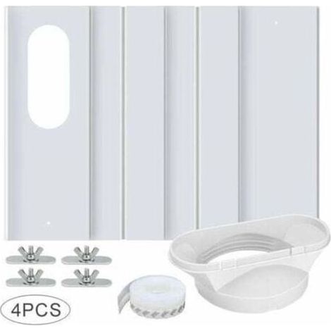 Kit de Fenêtre pour Climatiseur Portable, avec Coupleur Universel Panneau en PVC Renforcé Réglable Joint de Fenêtre Kit d'Aération de Fenêtre AC pour Coulissante pour 10cm Tuyau d'Échappement