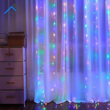 1 x 3 m Lichterkette, 100 LED-Lichterketten, 8 Blinkmodi, Fernbedienung, USB-Stromversorgung, für Fenstervorhänge, Hochzeiten, Partys, Weihnachten, Weihnachtsbäume (1/3)