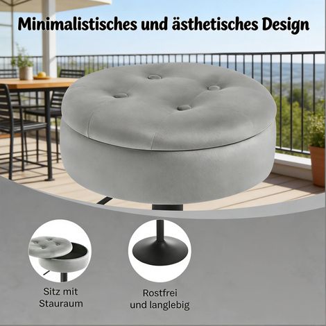 MEUBLIV Barhocker 39x39x79,5 cm hellgrau – drehbar, Stauraum, 1 Stück (1/4)