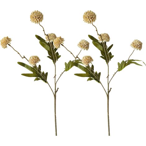 Lot de 2 pissenlits artificiels, fleurs à 5 têtes, décoration réaliste pour mariage, chambre, bureau (1/5)