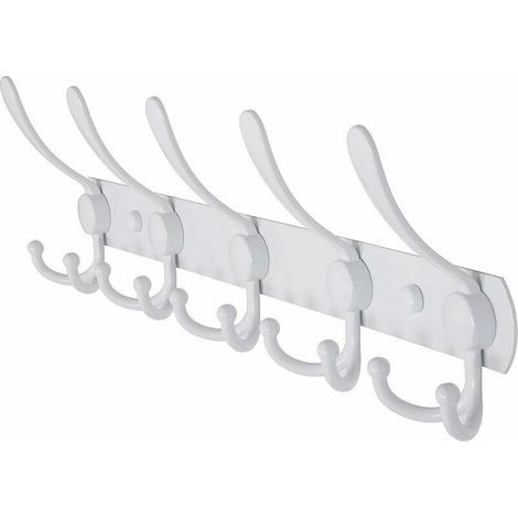 Wall-mounted coat rack with 5 hooks – Stainless steel and aluminum alloy – Dimensions 41.3 x 13.3 x 5 cm – For coats, hats, and towels (1/5)