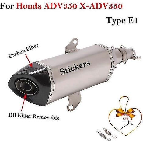 Sistema De Escape Para Motocicleta Honda Adv350 X-adv 350, Tubo De Enlace Medio Modificado, Silenciador De Fibra De Carbono De 51mm, Db Killer( Type E1) (1/5)